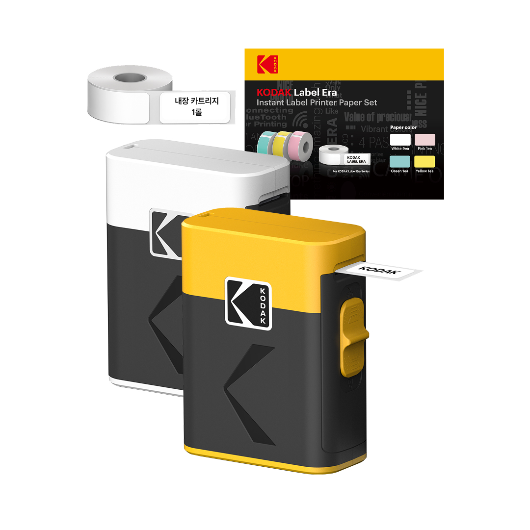 코닥 포토프린터 휴대용 네임 스티커 미니 라벨기+카트리지 13롤 번들 라벨 프린터 ERA M50