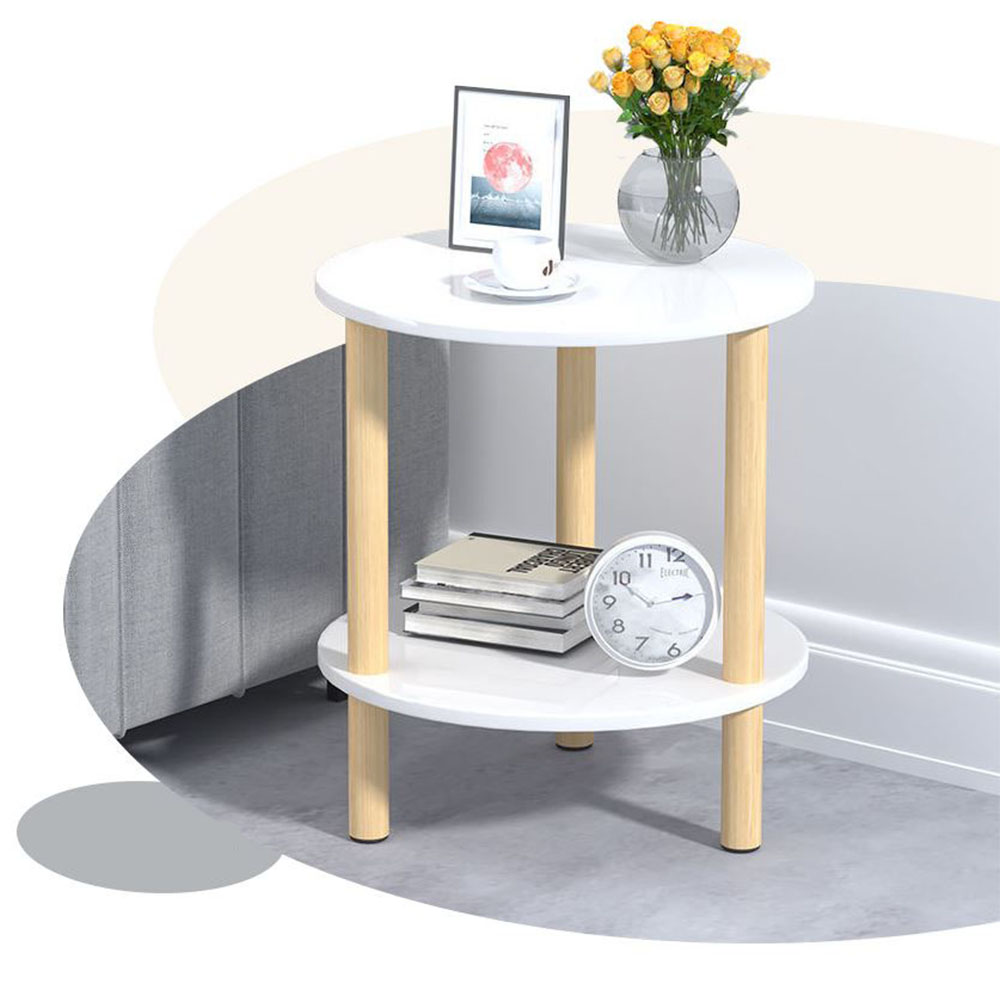 원형 협탁 테이블 원목 공간활용 2단 간이 수납대