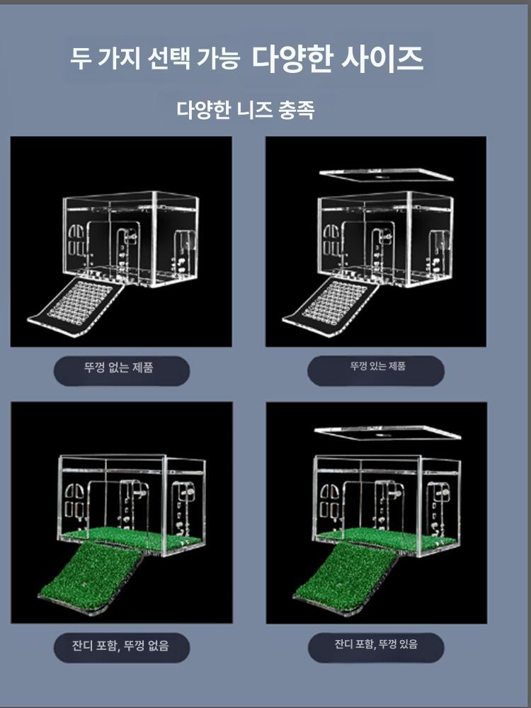 거북이 쉼터 동면 놀이터 아크릴 수조 계단 일광욕 난방 어항 반려동물 육지터틀 사육장 대형 온실 - 상세 이미지 5