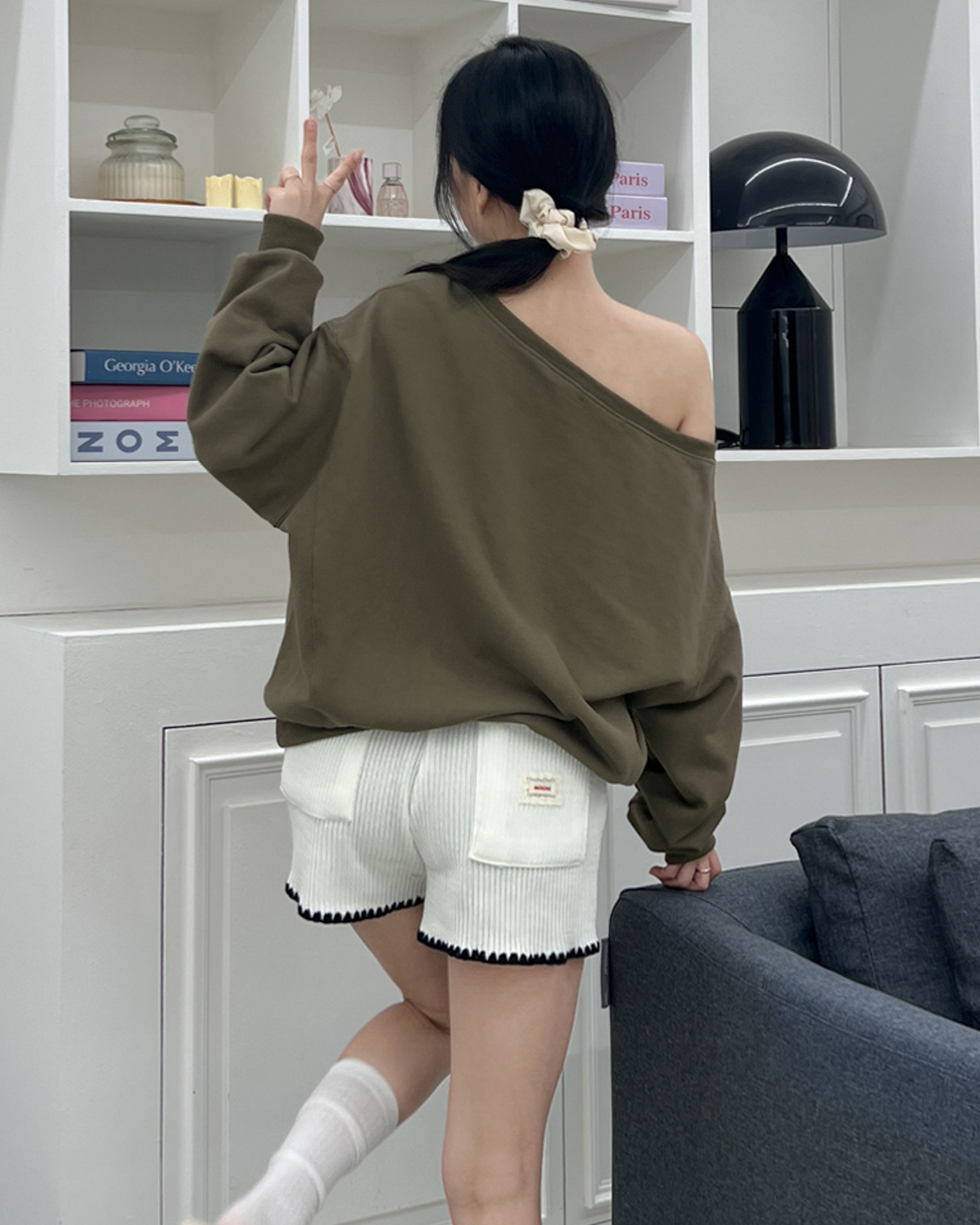 니트배색반바지 니트반바지 - 상품 이미지