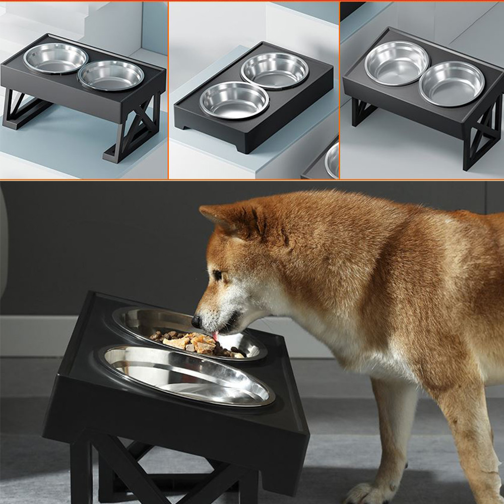 애완견 2구 식기 반려동물 각도조절 밥그릇