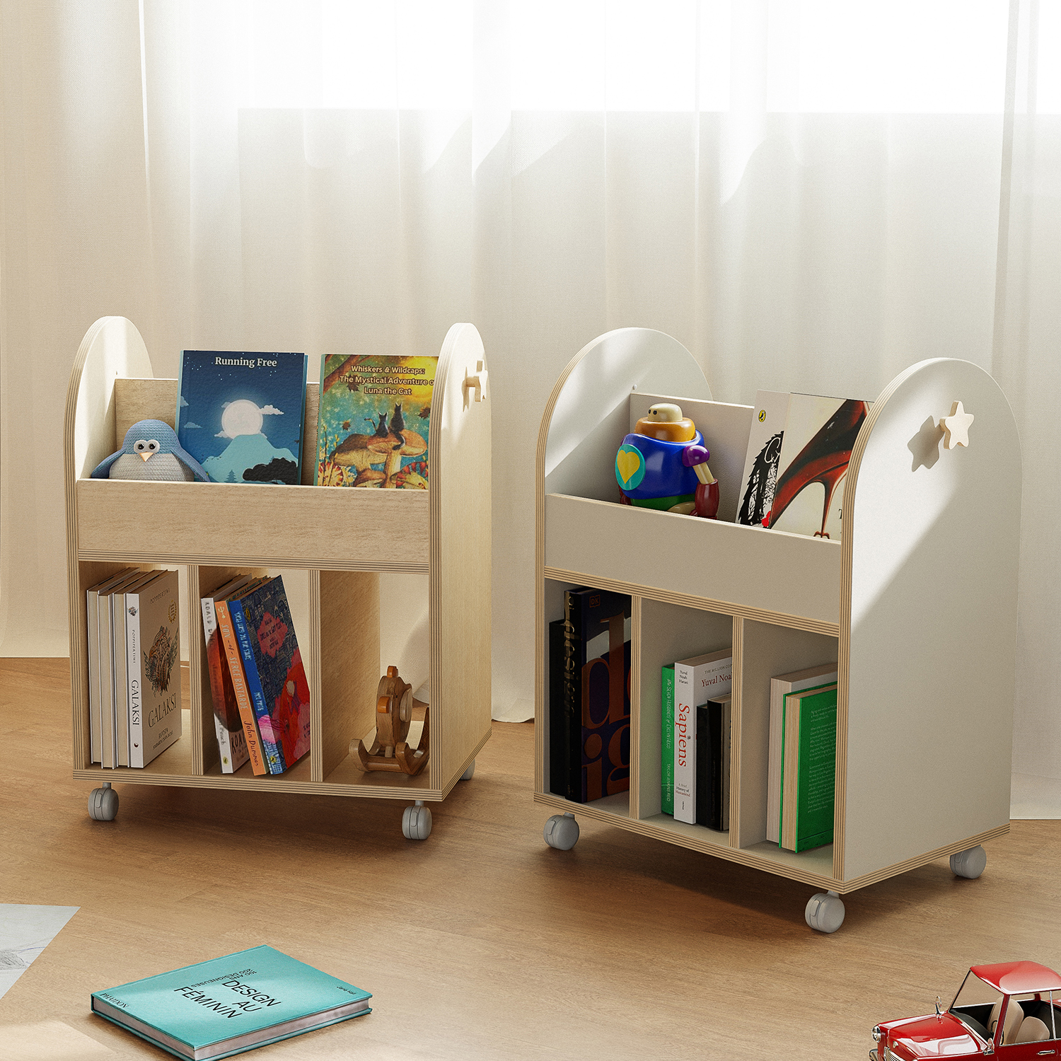 아기 책꽂이 전면 유아 책꽂이 아이 유아 북카트 E0