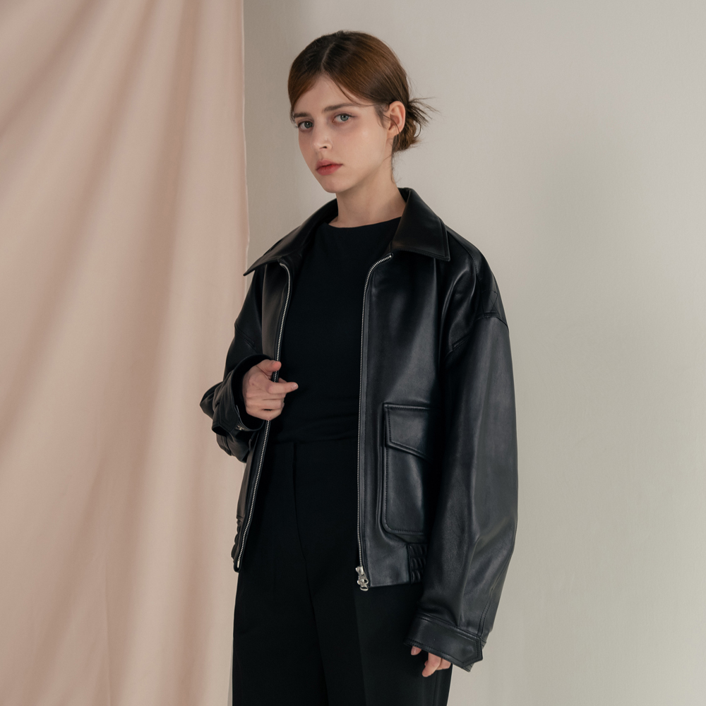 여자 가죽A2봄버자켓 이태리산 나파 양가죽 밴딩 오버핏