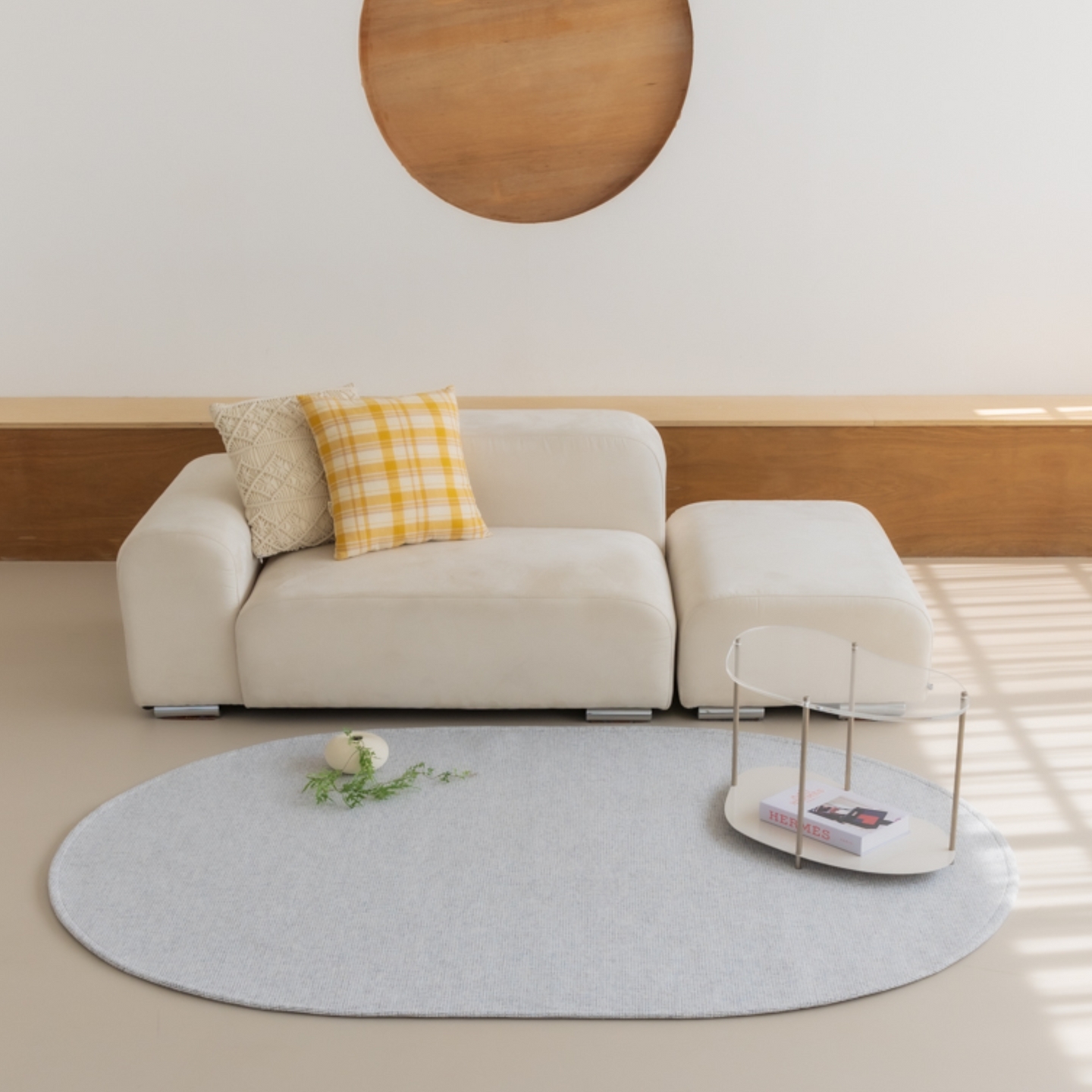 네추럴 방수러그 사이잘룩 대형 거실 식탁 카페트 애쉬그레이, 타원형 200x300