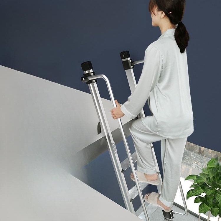 다락방계단 사다리 옥상 복층 실내 가구 창고 가설계단 천장 알루미늄 접이식 발코니 난간 - 상세 이미지 3