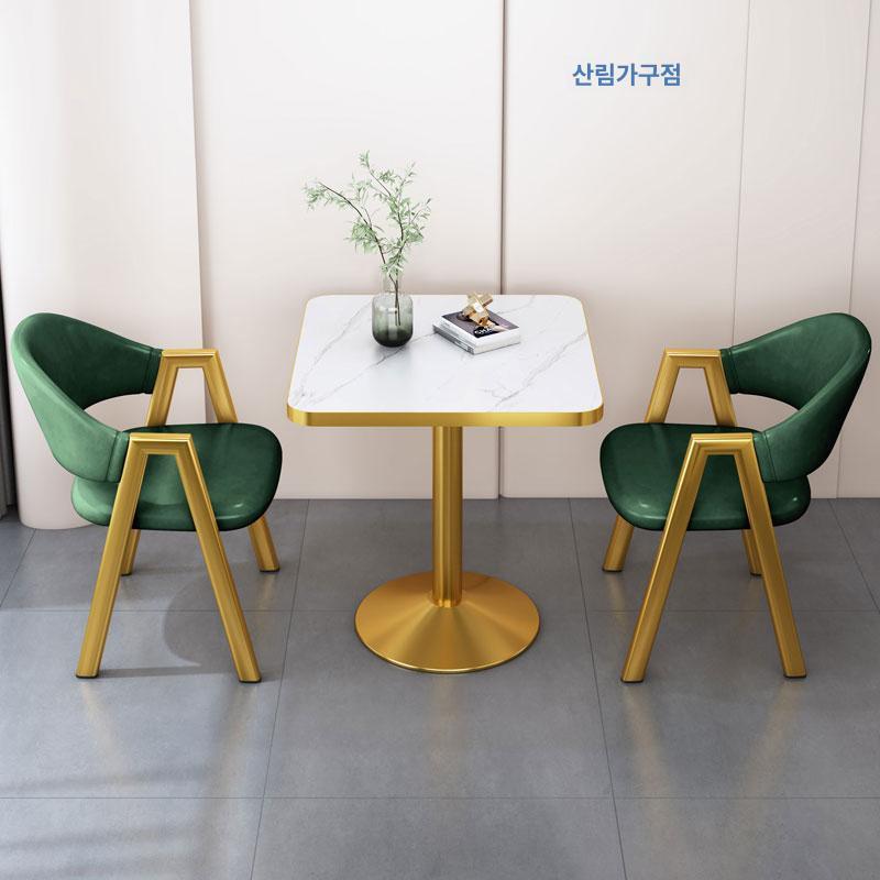 2인용 카페 테이블 세트 원형 대리석 의자 인테리어 오렌지 60cm 단일 테이블 - 상세 이미지 4