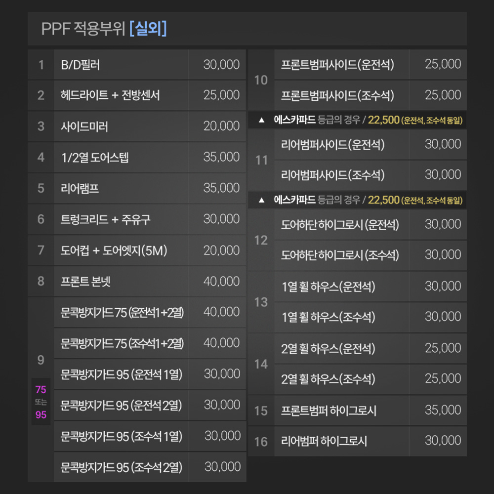 르노 그랑 콜레오스 PPF필름 B,D필러 부분구매 저스트쉴드 - 상세 이미지 5