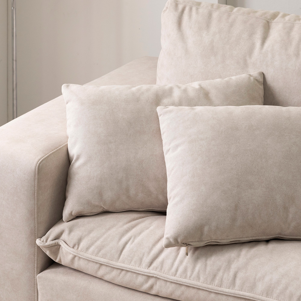 라자가구 엘루아 구스 조야 패브릭 기능성 푹신한 예쁜 거실 쿠션 소파 스툴미포함, 아이보리, 4인용