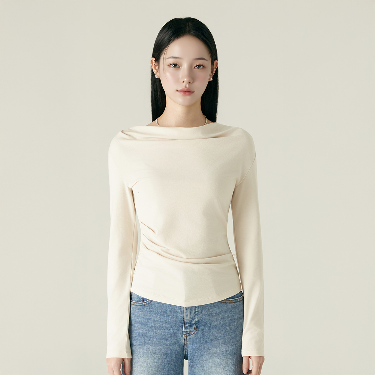 로엠 드레이프 티셔츠 RMLWF49RT1 - 메인 이미지