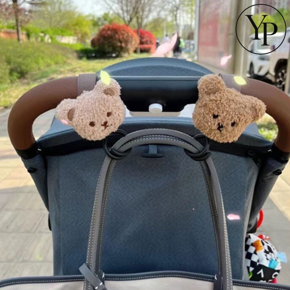 곰돌이 유모차 가방 걸이 캐리어 휴대용 후크 자동차 헤드 탈부착 찍찍이 고리