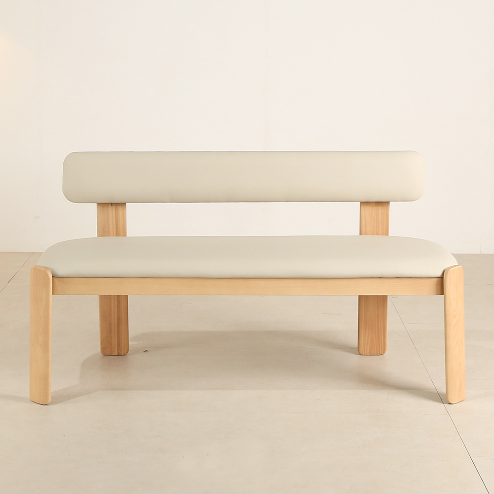 스코나 네브라 애쉬원목 가죽 3인 식탁 벤치 의자