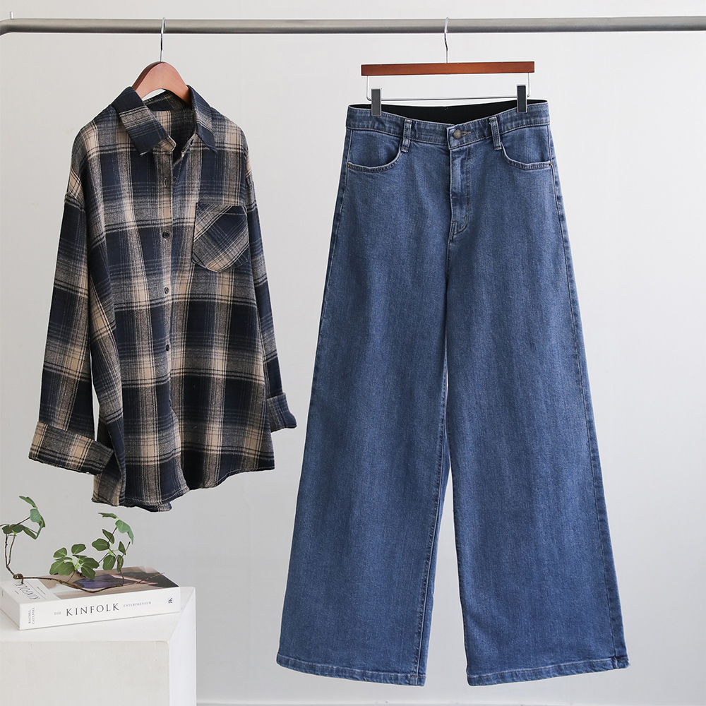 리벨르 와이드핏 데일리 밴딩 데님 팬츠 - 상세 이미지 3