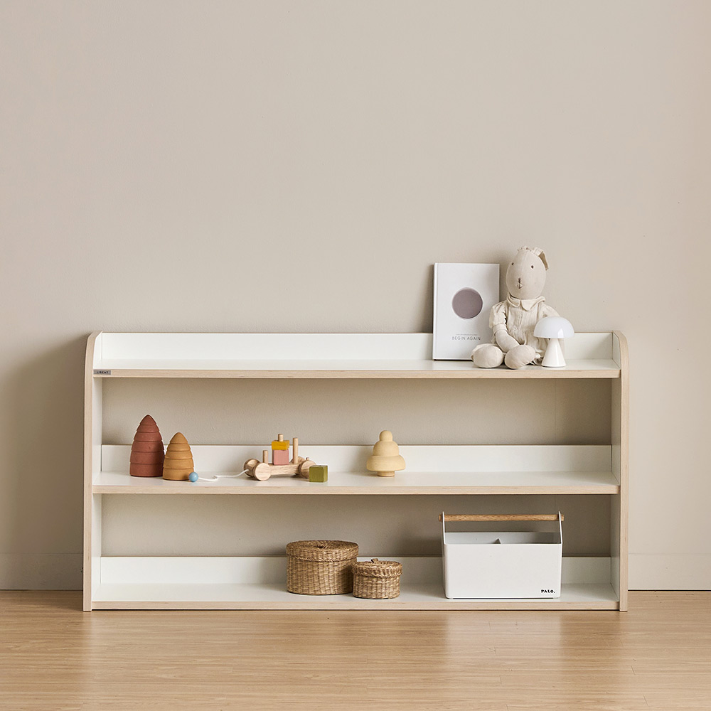 리트리 키즈 교구장 반원 책장 낮은 책장 아기 유아 어린이 1200mm, 2단, 크림화이트