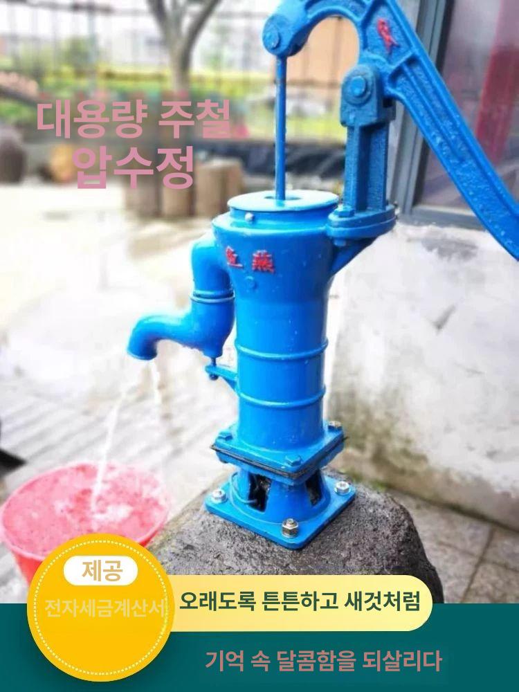 작두 펌프 옛날 시골 우물 지하수 양수기 농사용 수동 내추럴 - 상세 이미지 2