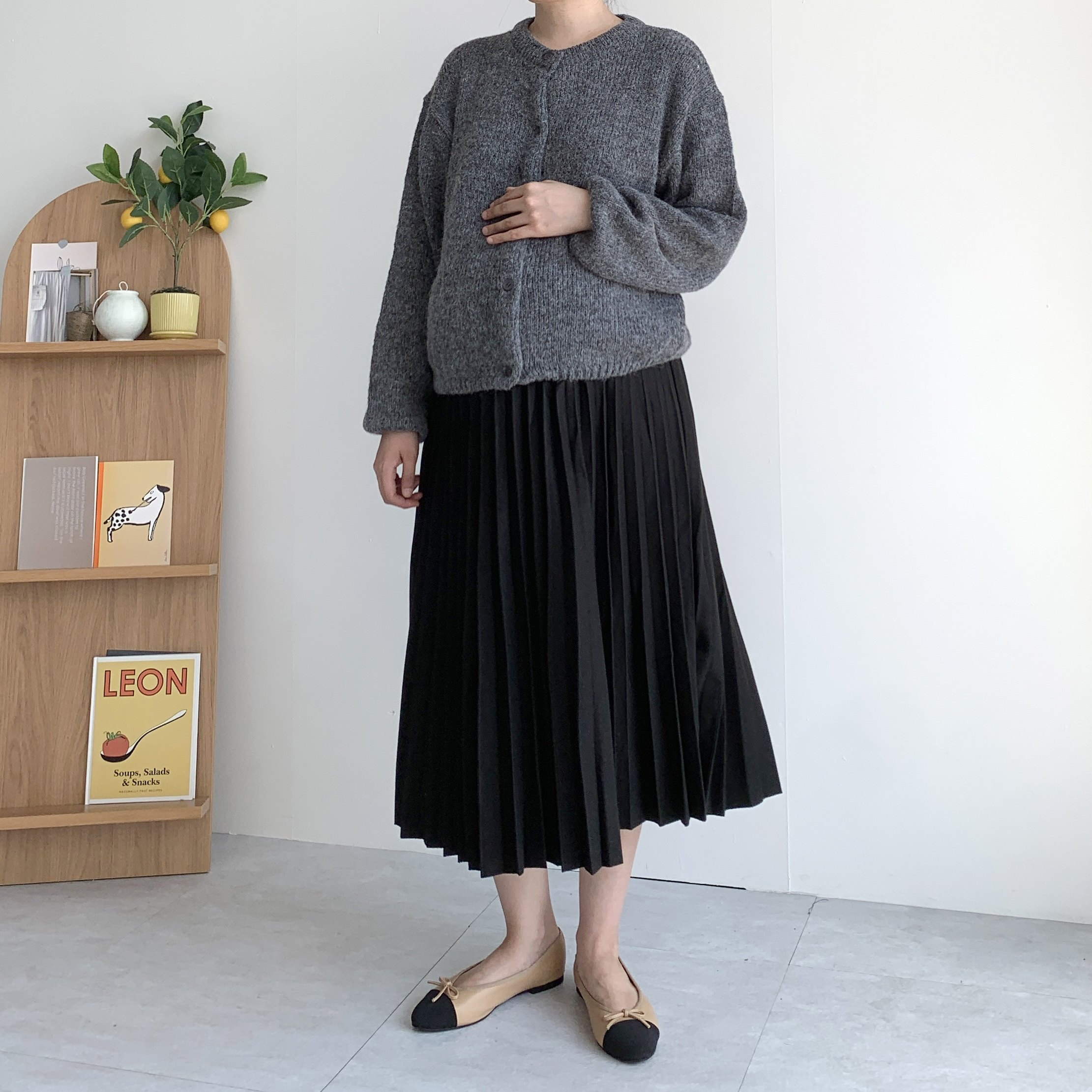 모직 주름 플리츠 임산부치마 임산부스커트 - 상세 이미지 3