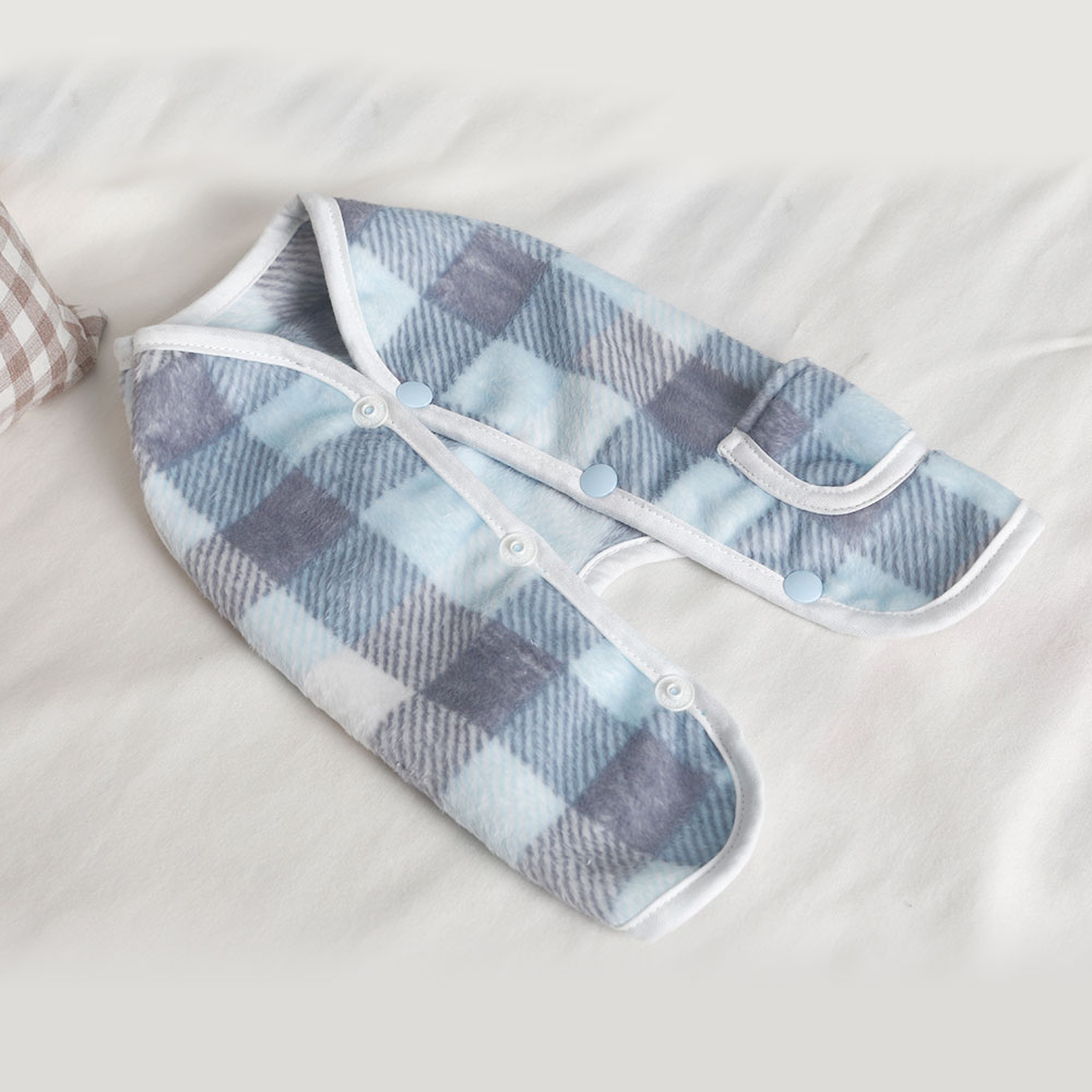 강아지옷 수면 조끼 애견 실내복 겨울옷 체크 기모조끼 XS - 상세 이미지 3