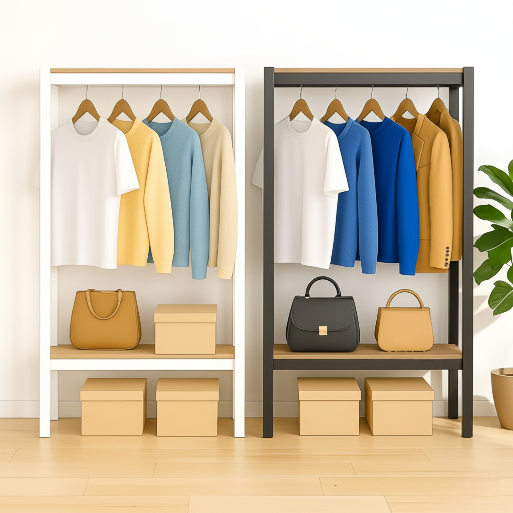 시스템행거 철제 스탠드 드레스룸 옷걸이 행거 홈던트하우스 400x400x900 2단 1행거