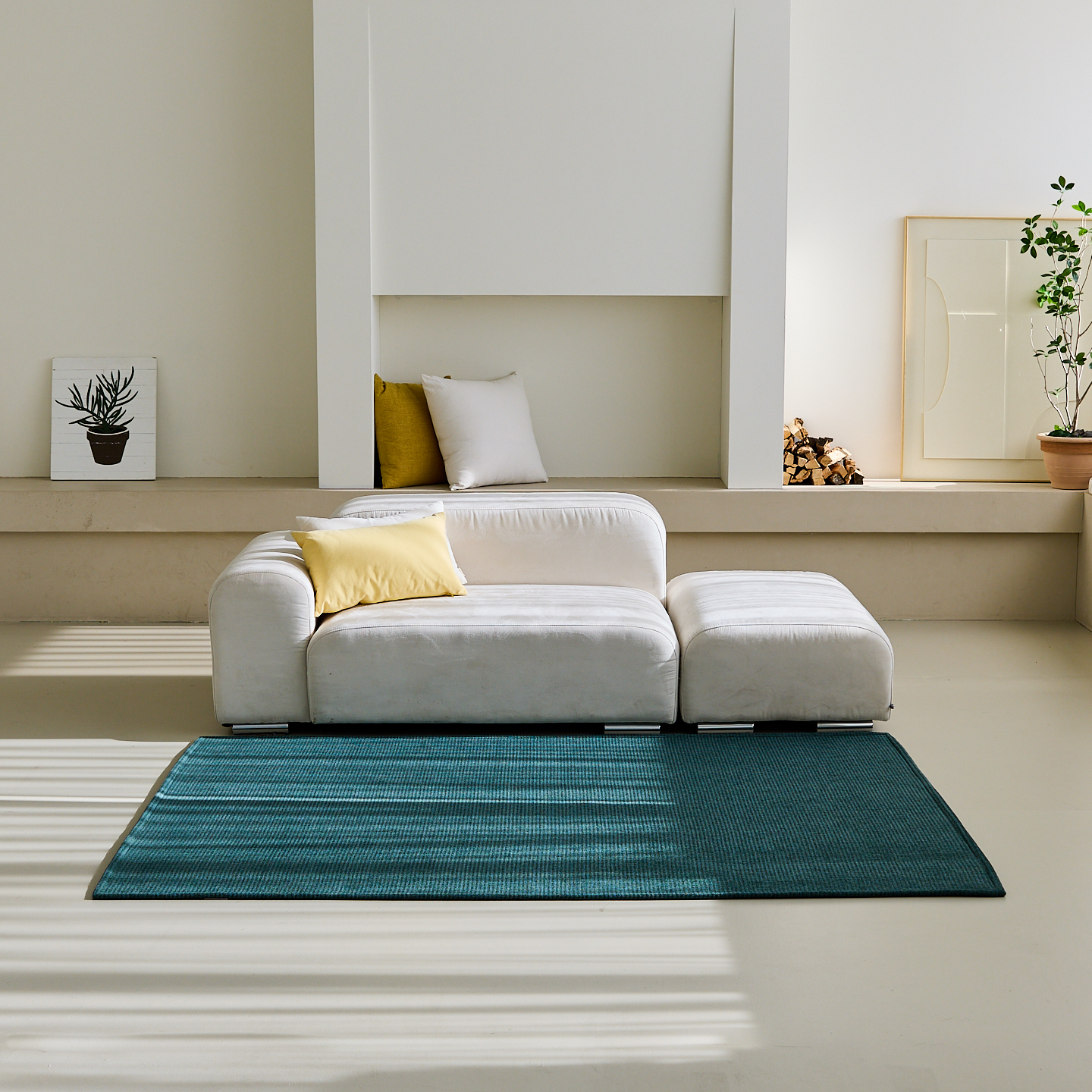 네추럴 방수러그 사이잘룩 대형 거실 식탁 카페트 플랫위브 딥그린, 사각형 200x300