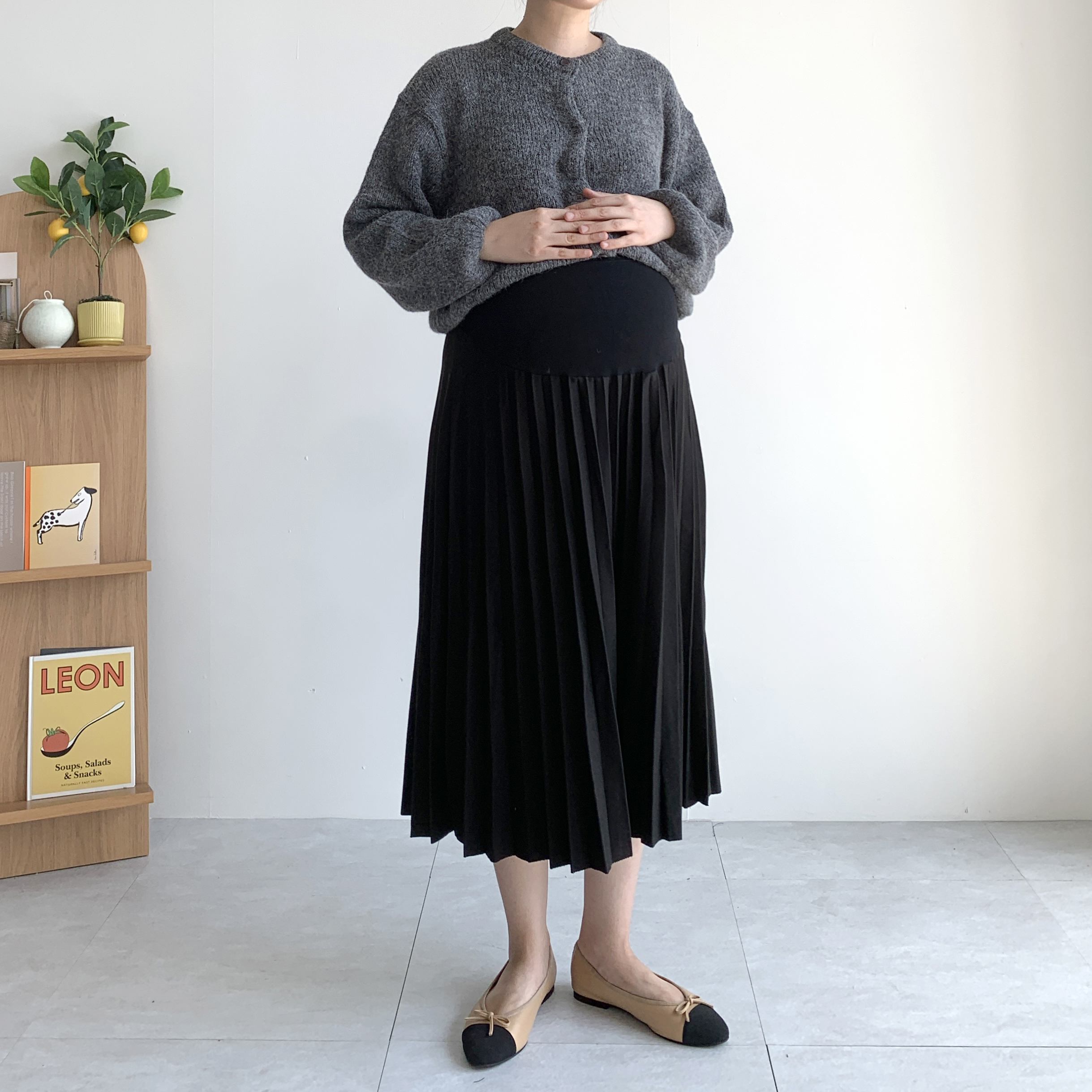 모직 주름 플리츠 임산부치마 임산부스커트 - 상세 이미지 2