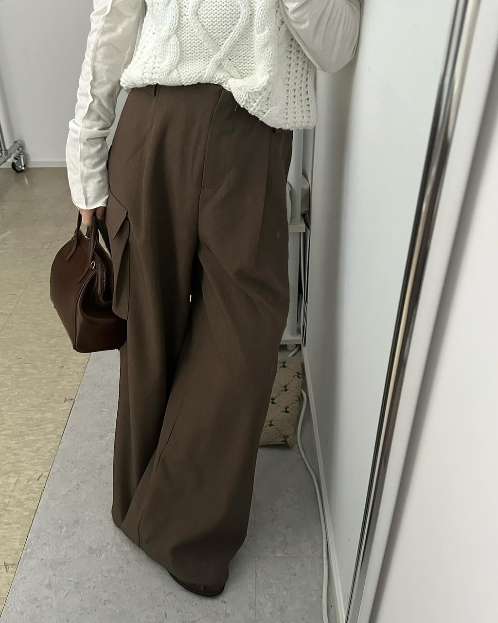 거츠 여성 하이웨스트 카고 롱 와이드 슬랙스 팬츠 - 상품 이미지