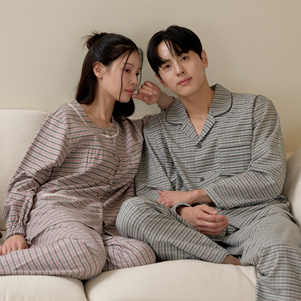 국산 신혼 부부 잠옷 커플 잠옷 브랜드 순면 잠옷 세트 - 상세 이미지 3