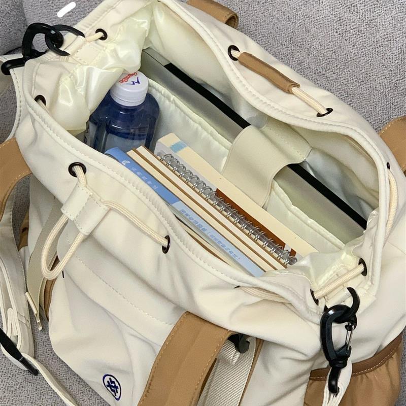 대용량 토트백 여성 대학생 통근 가방 캐주얼 숄더백 메신저 레트로 데일리 백 오프화이트 - 상세 이미지 3