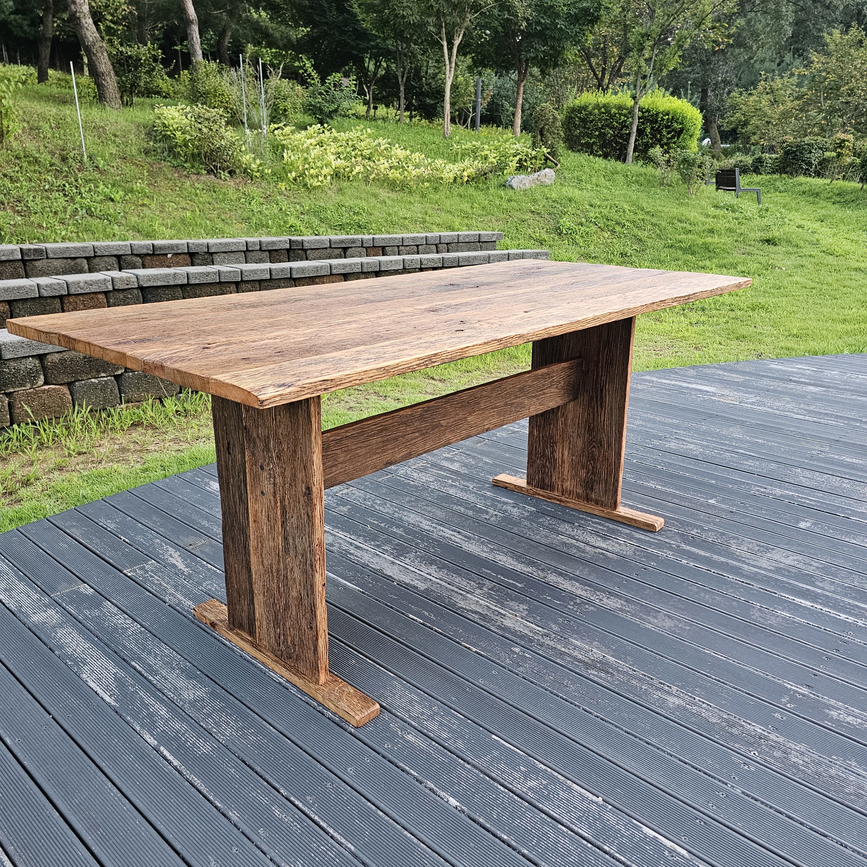 100년 이상 된  올드오크 빈티지 러스틱 엔틱 고재 테이블 식탁 주문제작