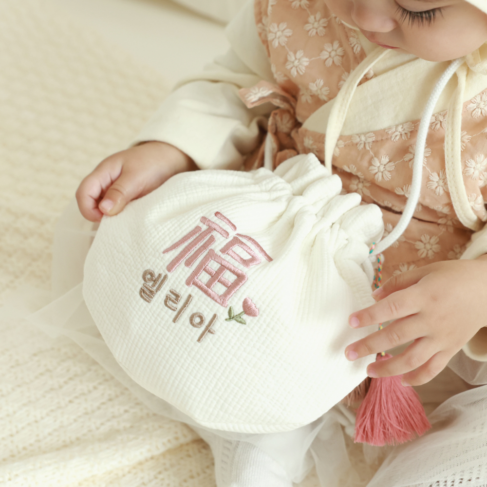 (태슬포함) NEW 자수 용돈가방 아기 복주머니 명절 설 추석 선물 세뱃돈 양면가능