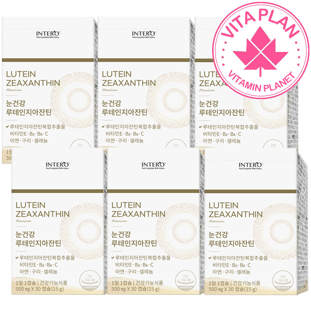 루테인지아잔틴 눈에좋은 플러스 빌베리 헤마토코쿠스 눈건강 남성여성 아연 30캡슐, 6개