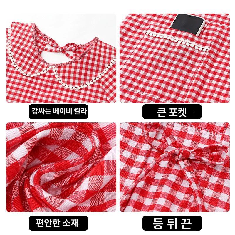 귀여운 메이드 앞치마 여성용 크로스백 가사 프린세스 선생님 방수 요리 주방 프릴 블랙 SJ704 조끼 인형 칼라 레이스 - 상세 이미지 5