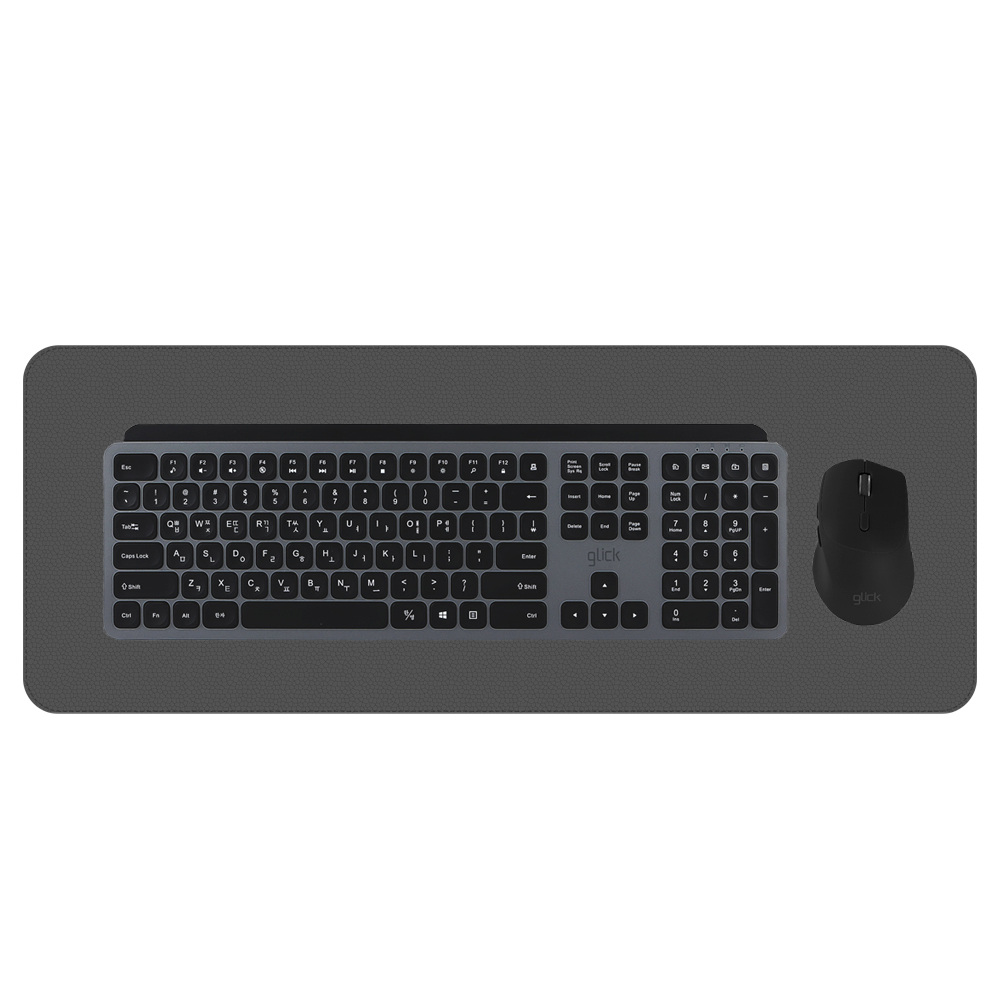 지클릭커 오피스프로 WMK20 인체공학 펜타 무선 키보드 무소음 마우스 세트 With PAD 블랙