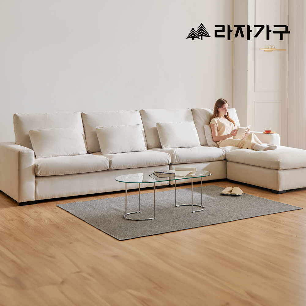 라자가구 블로썸 구스 아쿠아텍스 워셔블 모듈 푹신한 이지클린 예쁜 패브릭 소파 6인용