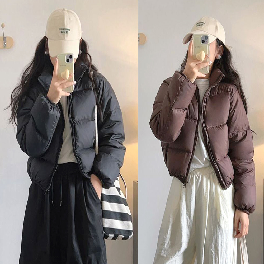 여성 경량 숏패딩 간절기 웰론 보온 아우터 - 상품 이미지