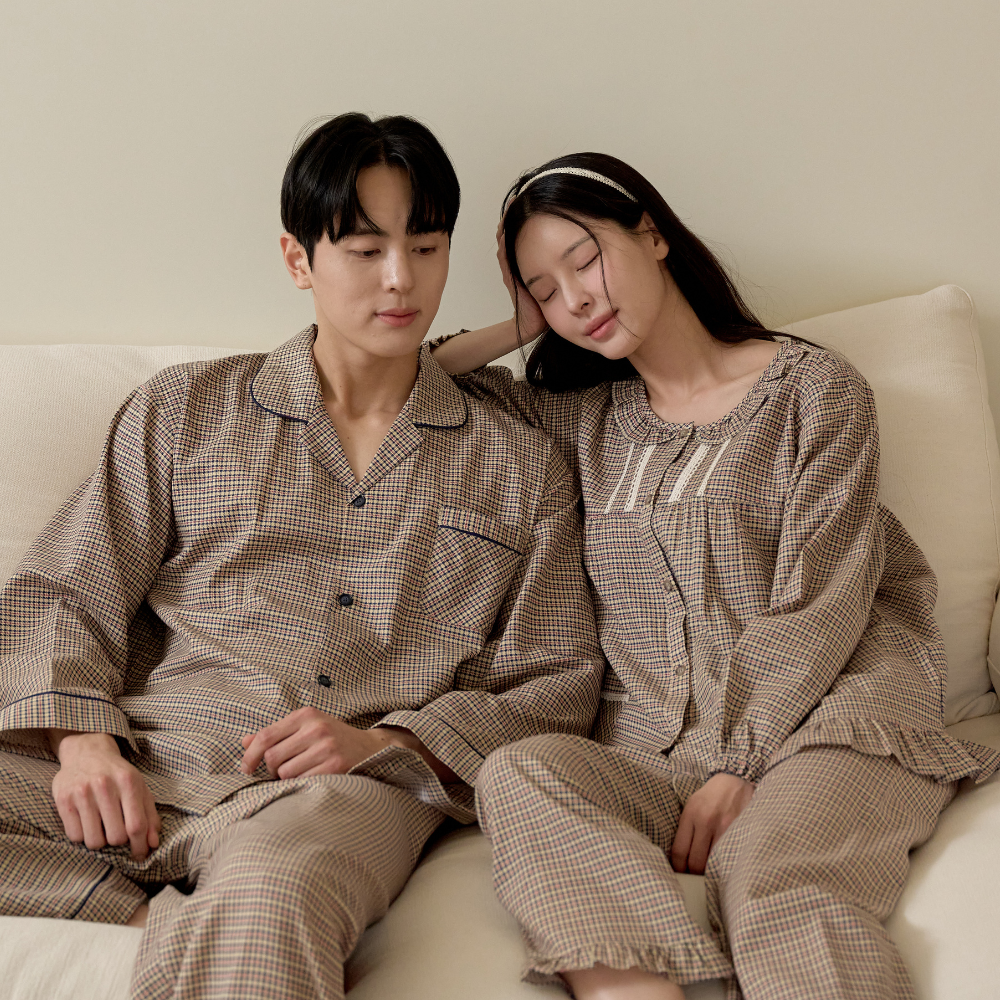 국산 신혼 부부 잠옷 커플 잠옷 브랜드 순면 잠옷 세트 - 상세 이미지 4