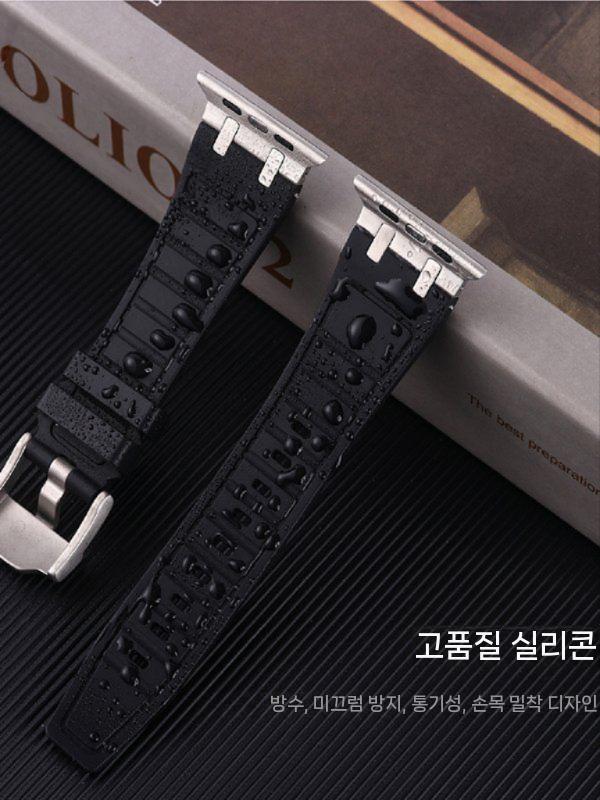 애플워치11 울트라3 se3 스트랩 메탈 커넥터 버터 플라이 버클 실리콘 밴드 - 상세 이미지 2
