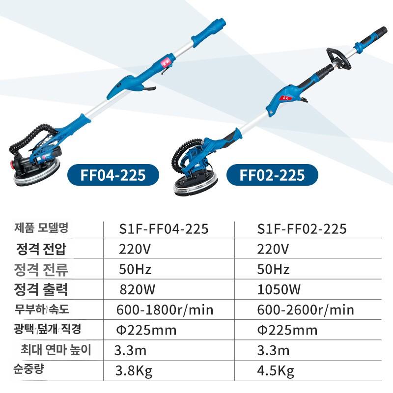 파워샌다기 벽면 천장 센다기 원형 사포 샌딩기 긴막대 전동 신형 S1F-FF04-225 - 상세 이미지 4