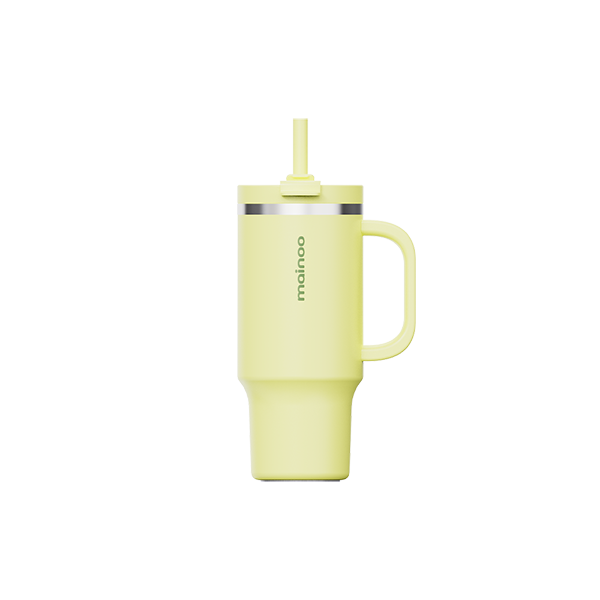 마이누 텀블러 빨대 대용량 손잡이 가벼운 보온보냉 473ml, 레몬쉬폰 - 상품 이미지