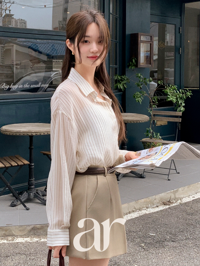 (낙낙한핏레이어드템) 텐셀 루즈핏 스트라이프 셔츠 bs8439 - 상세 이미지 5