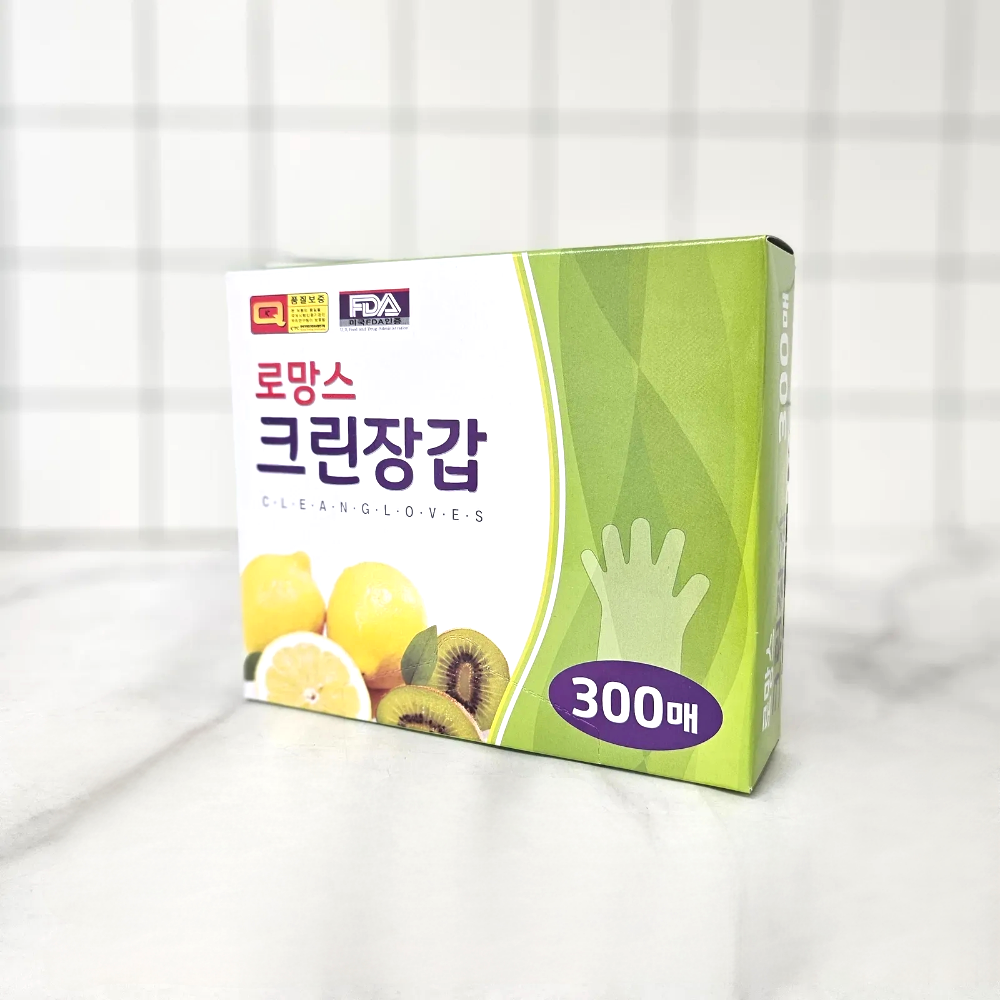 우진 로망스 크린 위생 비닐장갑 일회용 장갑 실속형 300매 (9863) - 메인 이미지