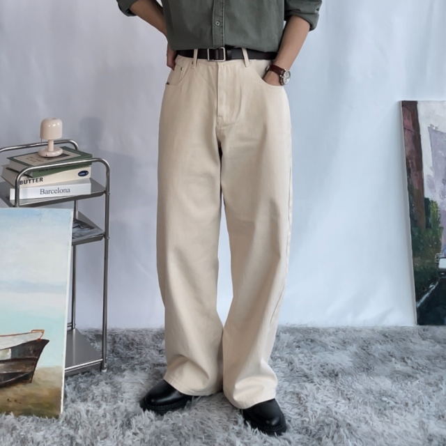 남자가을면바지 남자세미와이드팬츠 사계절 코튼팬츠 - 상품 이미지