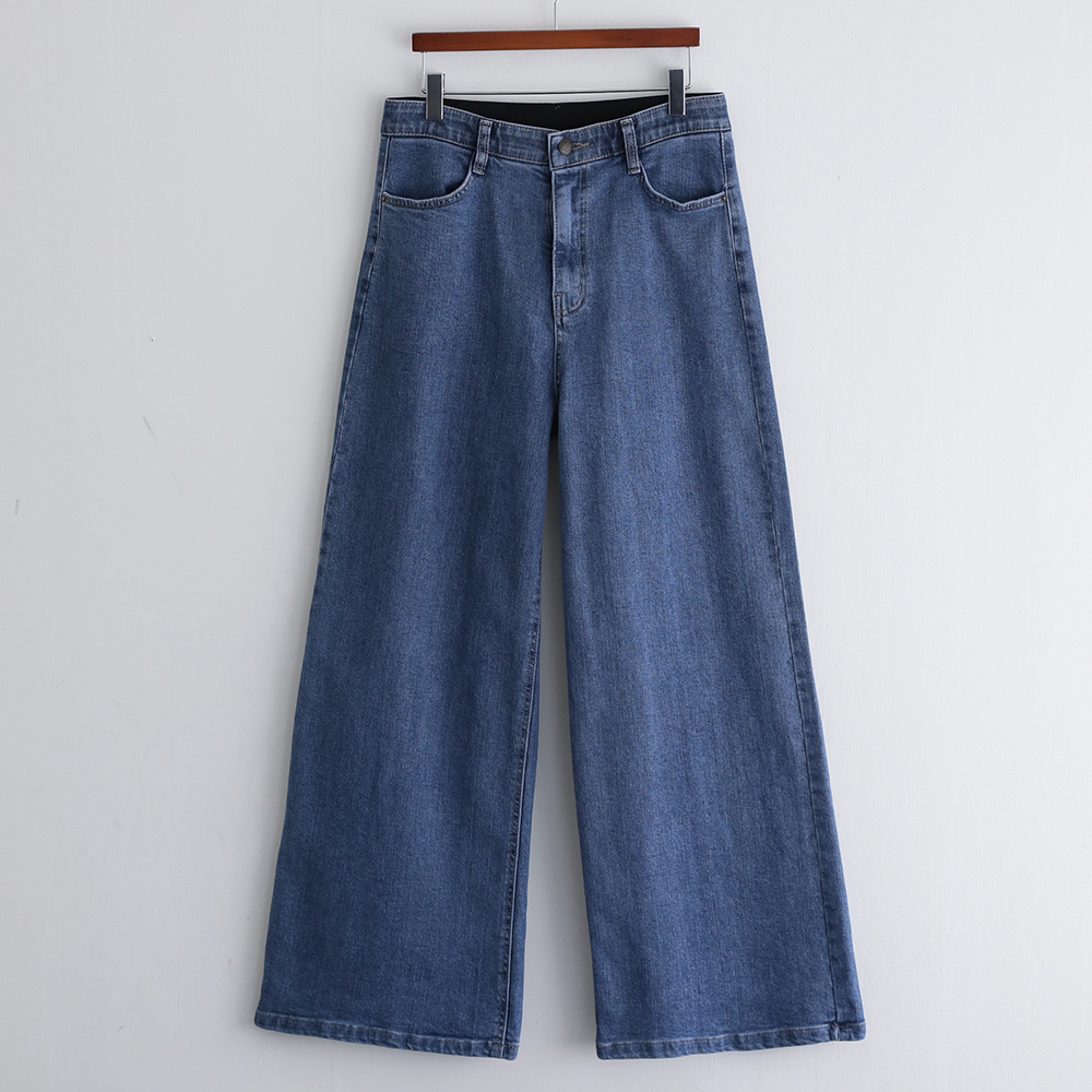 리벨르 와이드핏 데일리 밴딩 데님 팬츠 - 상세 이미지 5