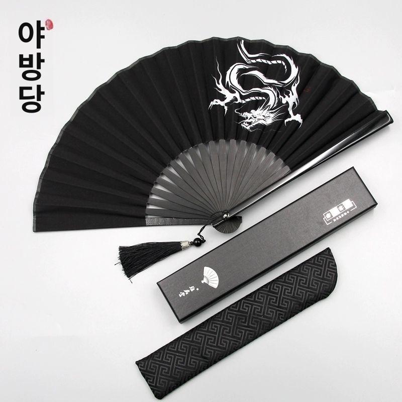 쇠부채 철부채 칼춤 스테인레스 대나무 태극 무술 연극소품 스테인리스 포장 전통 부채 태극권 7인치 흑룡 개인용 23cm - 상세 이미지 3