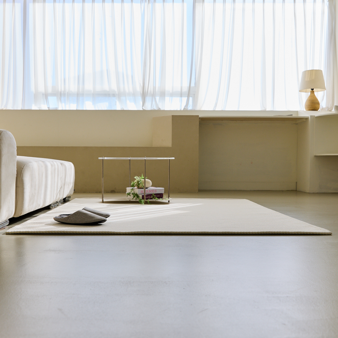 네추럴 방수러그 사이잘룩 대형 거실 식탁 카페트 헤링본 오프화이트, 사각형 200x300