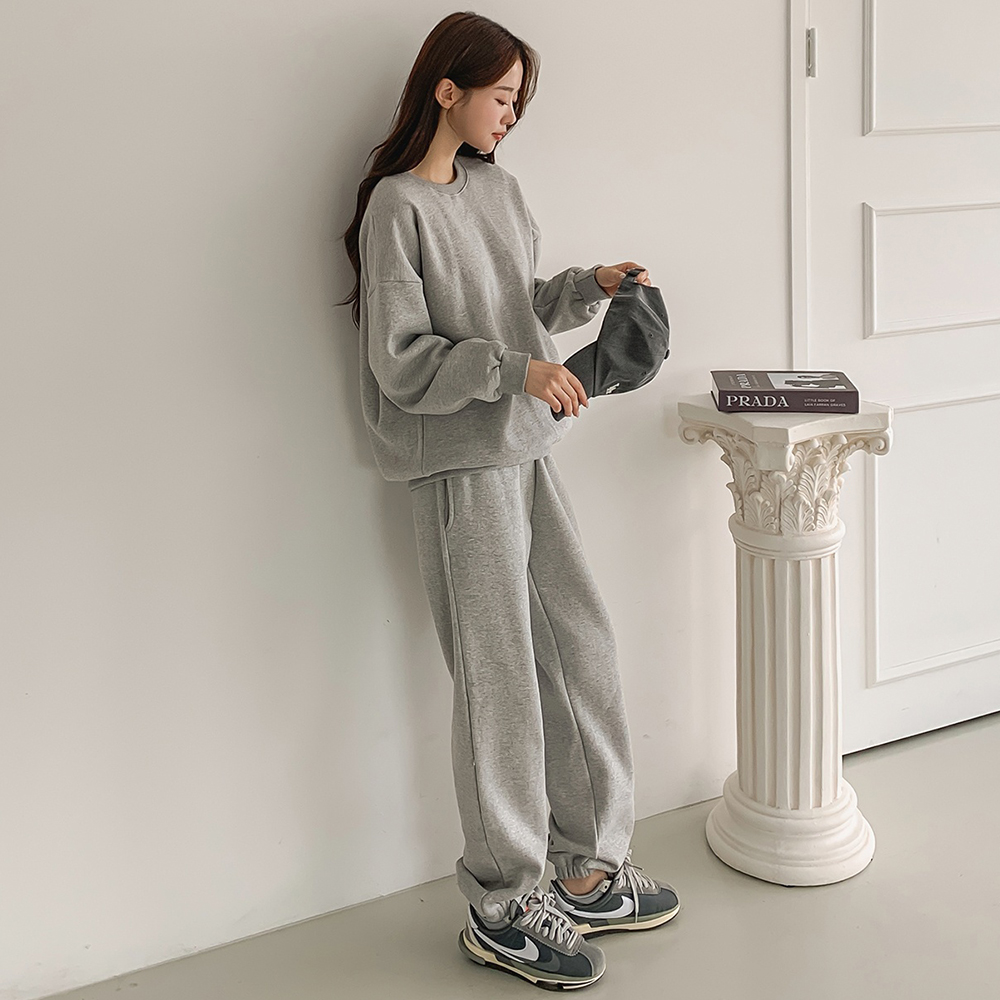 여성 트레이닝세트 츄리닝 조거 와이드 오버핏 후드 트레이닝복 상하세트 기모 등원룩 이미지 4