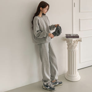 여성 트레이닝세트 츄리닝 조거 와이드 오버핏 후드 트레이닝복 상하세트 기... 착용 후기 | 사이즈/핏 총정리 - 상품 이미지 4