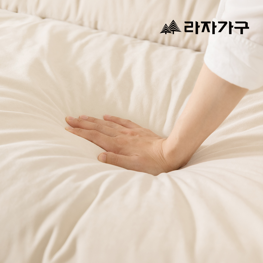 라자가구 플러피 워셔블 캐시미론 패브릭 소파 넓은 푹신한 거실 쇼파 스툴미포함, 아이보리, 4인용