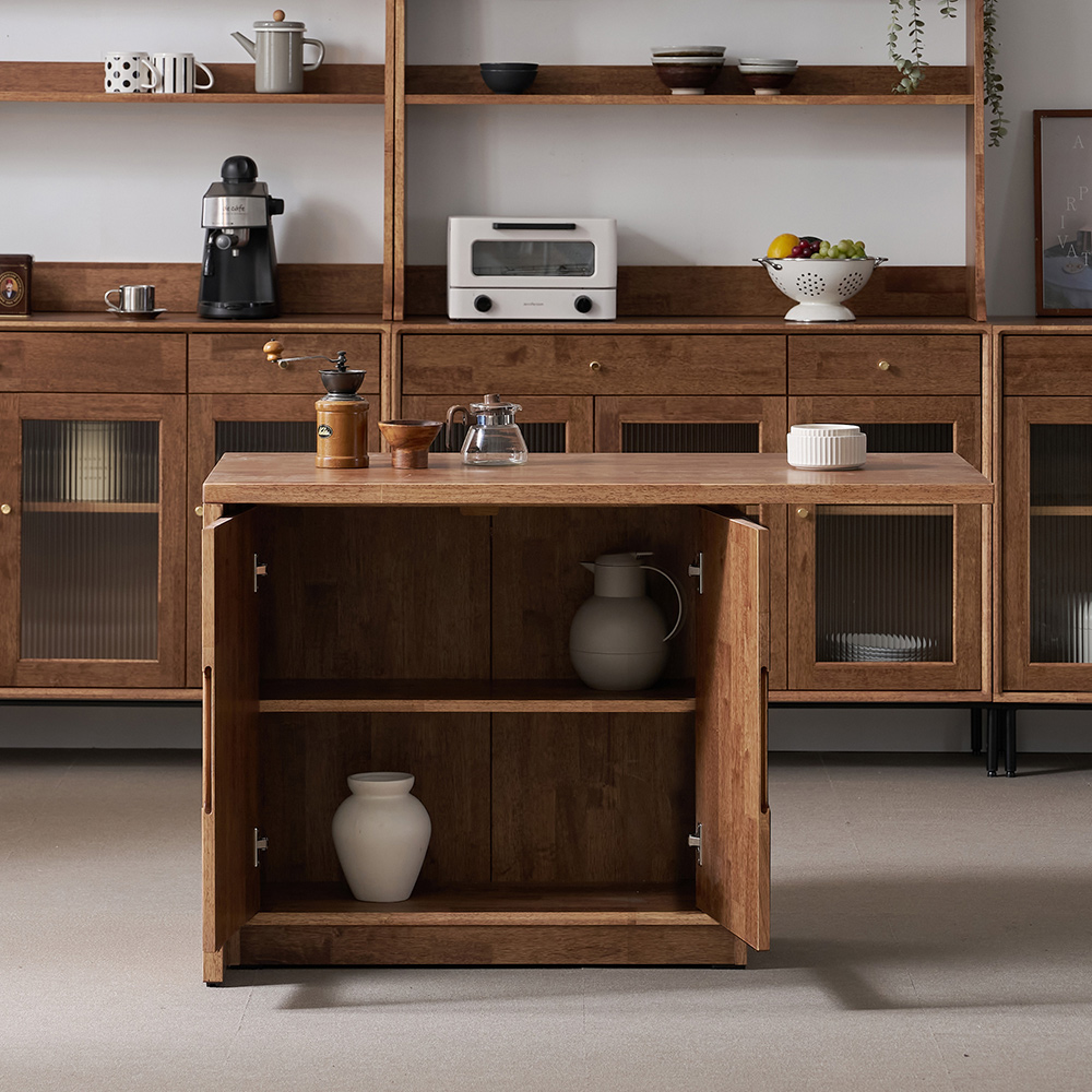 헤이즐 원목 수납 아일랜드 식탁 홈바 1200mm, 폭 700mm 월넛 GM519C