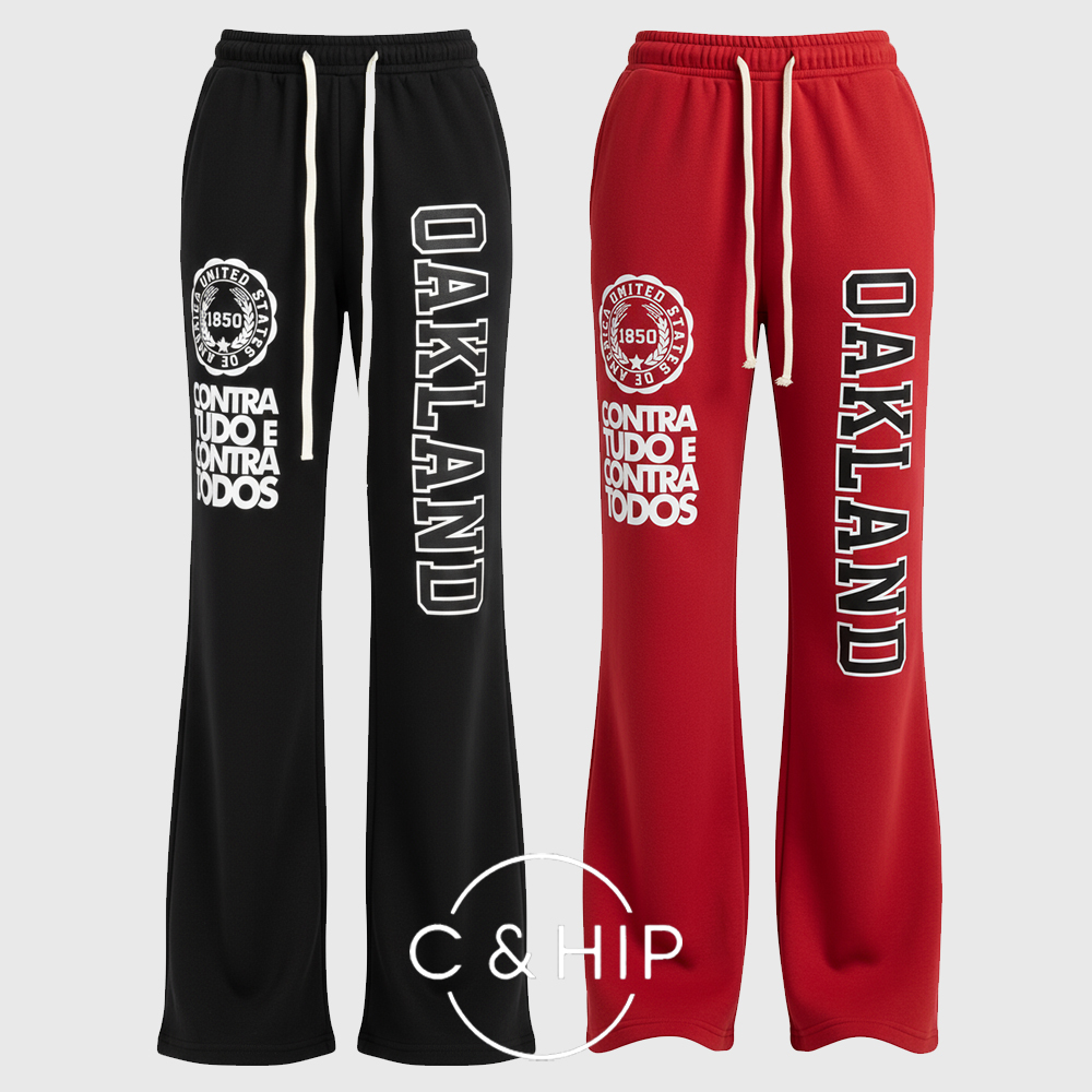 콘티 유니크 힙 프린트 트레이닝 밴딩 와이드팬츠 3color - 상품 이미지