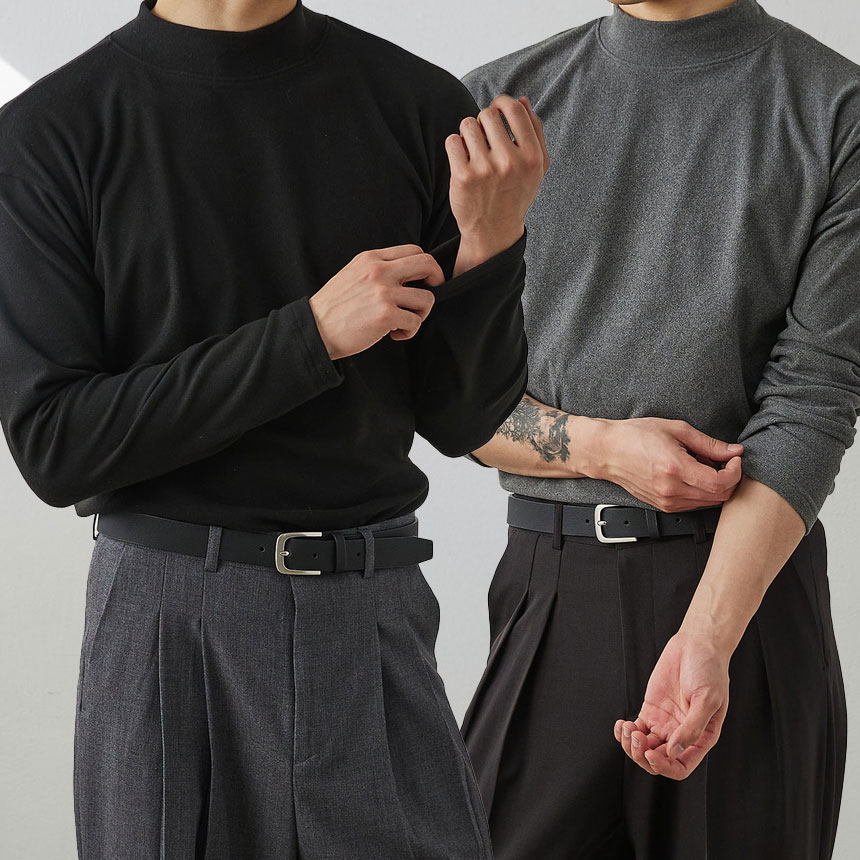 1+1 남자목티 머슬핏 모크넥 반폴라 목폴라티 - 상품 이미지