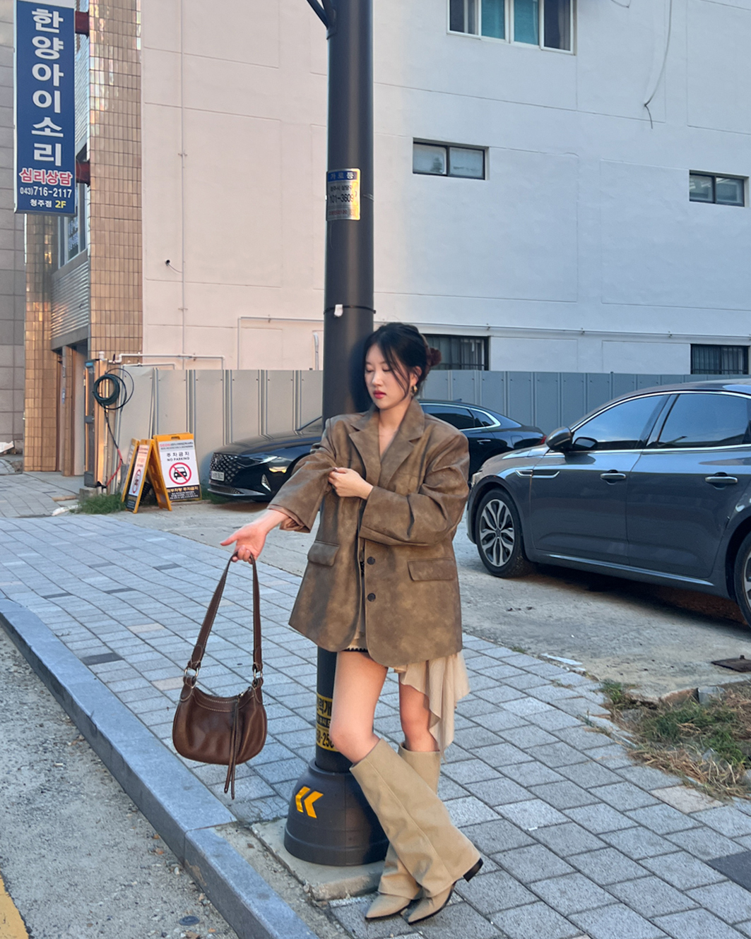 빈티지오버핏레더자켓 브라운레더자켓 - 상세 이미지 5